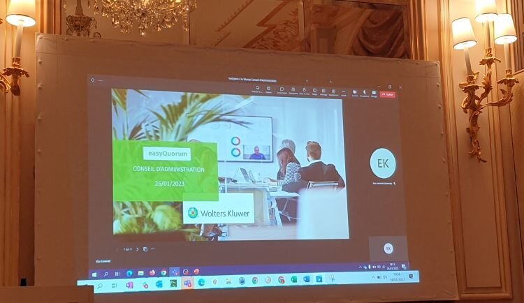 Intégration d’easyQuorum dans Microsoft Teams - © Présentation Wolters Kluwer Legal Software (février 2023)
