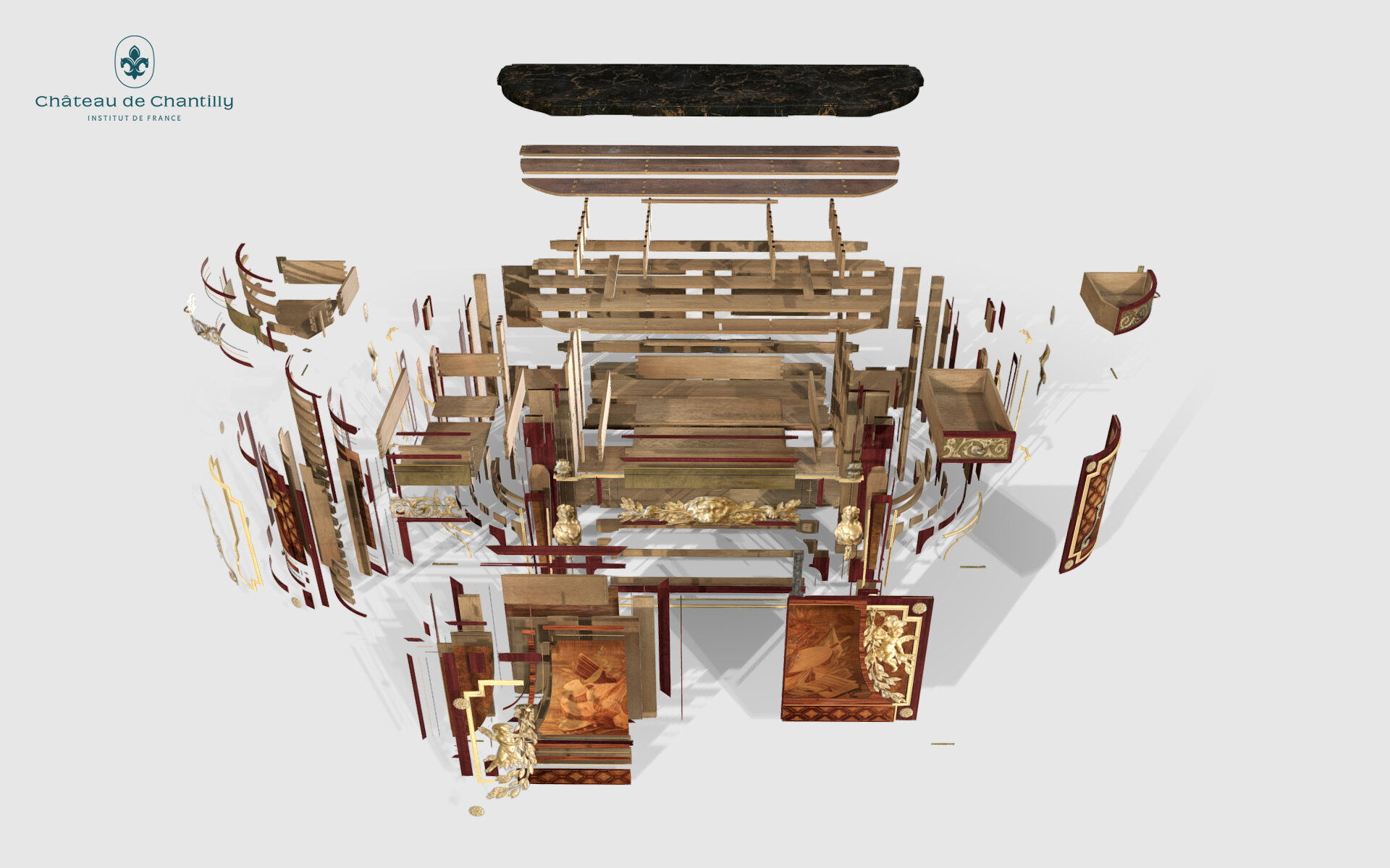 Numérisation d’une pièce du mobilier du Château.  - © Château de Chantilly