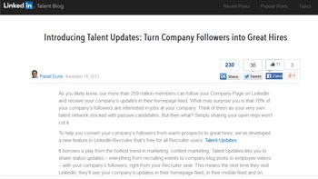« Talent updates » de LinkedIn : quand le recrutement croise le content marketing - © D.R.