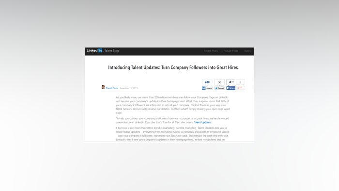 « Talent updates » de LinkedIn : quand le recrutement croise le content marketing