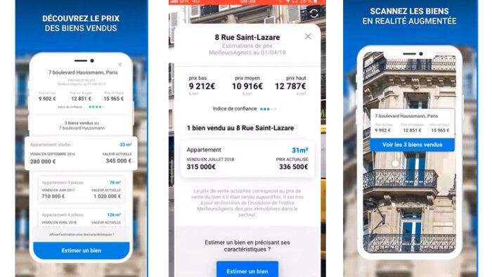 Les prix de ventes des biens visibles en réalité augmentée
