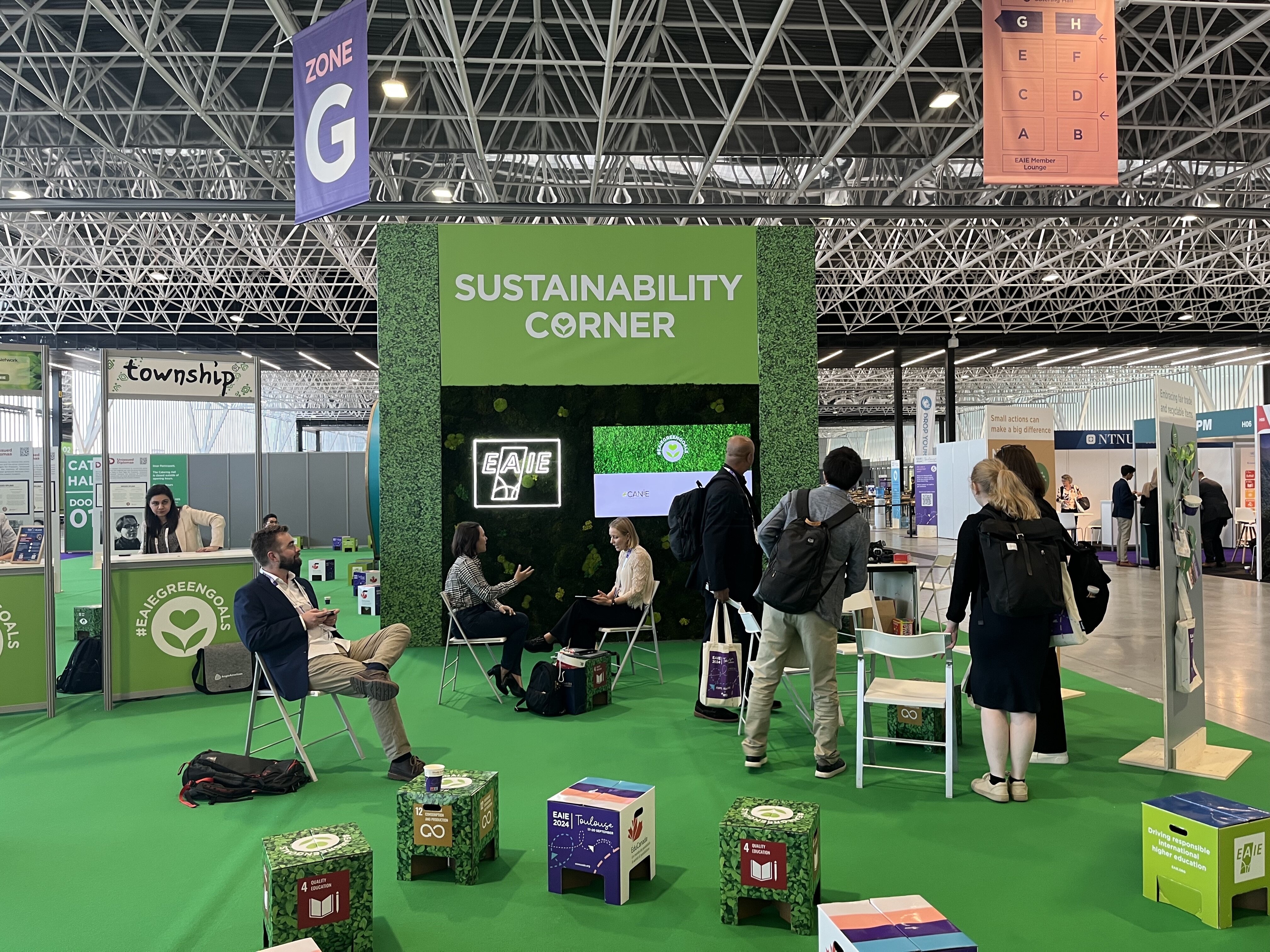 Le Sustainability Corner de l’EAIE 2024. - © Camille Bigot