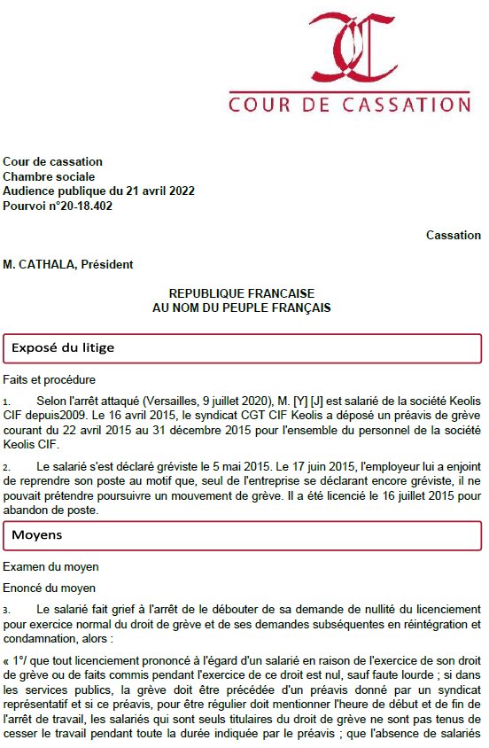 Cass. soc., 21/04/2022, n° 20-18 402 - © D.R.