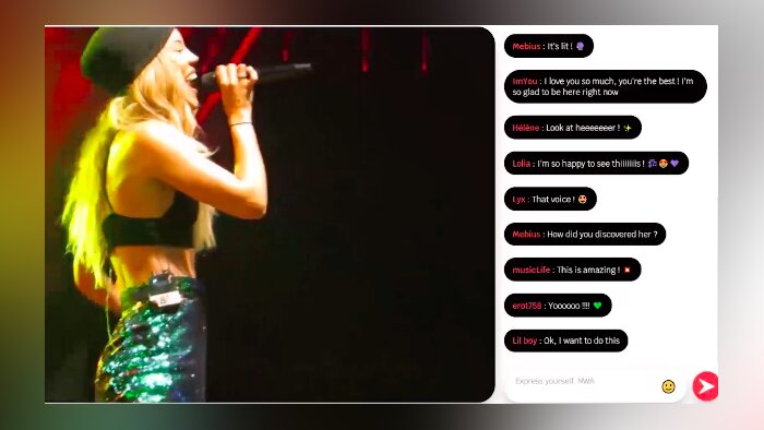 Alyra propose un service de chat en simultané pendant le concert livestreamé. - © D.R.