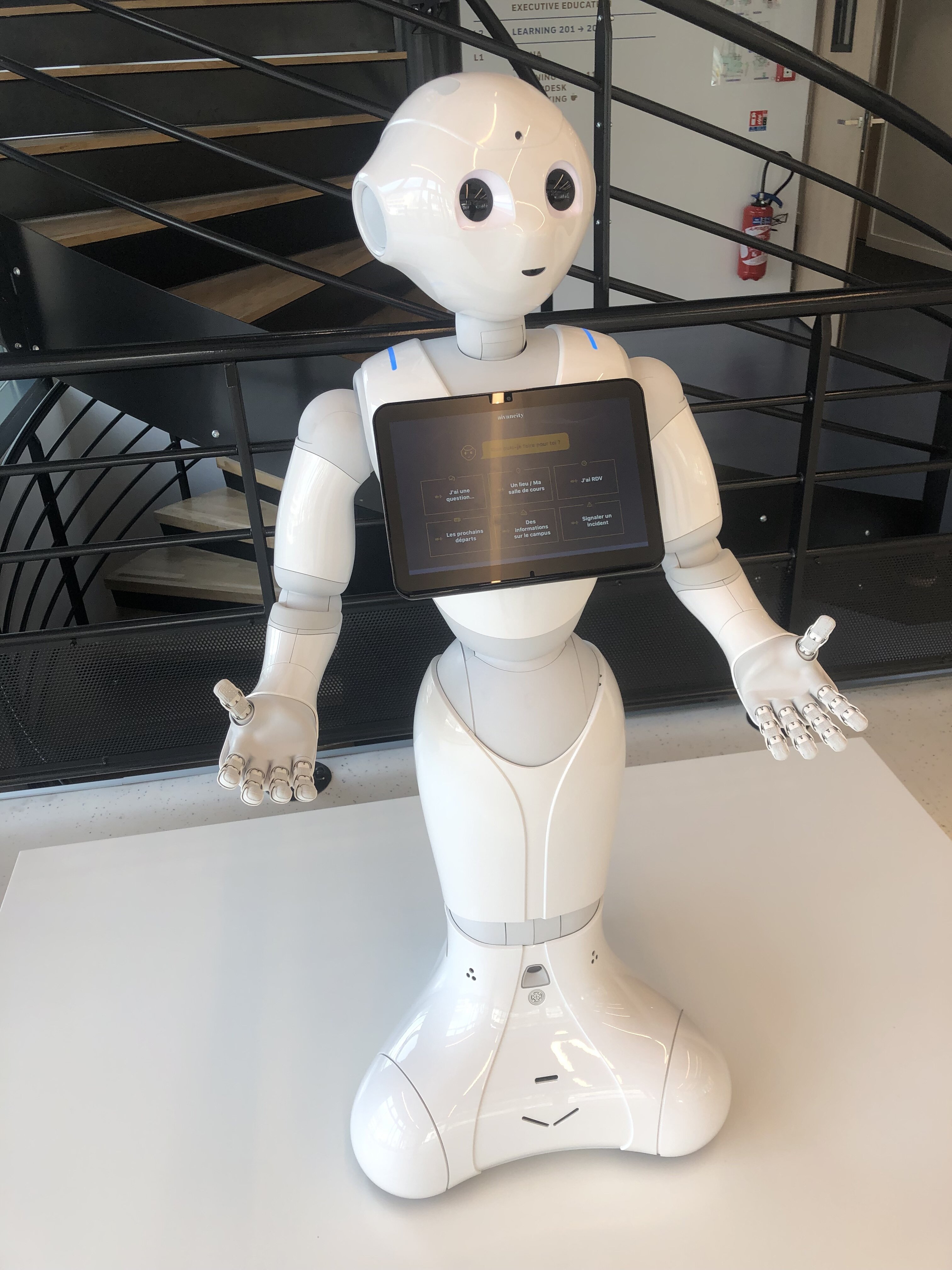 Un robot Pepper s’occupe de l’accueil. - © M. Dessaux