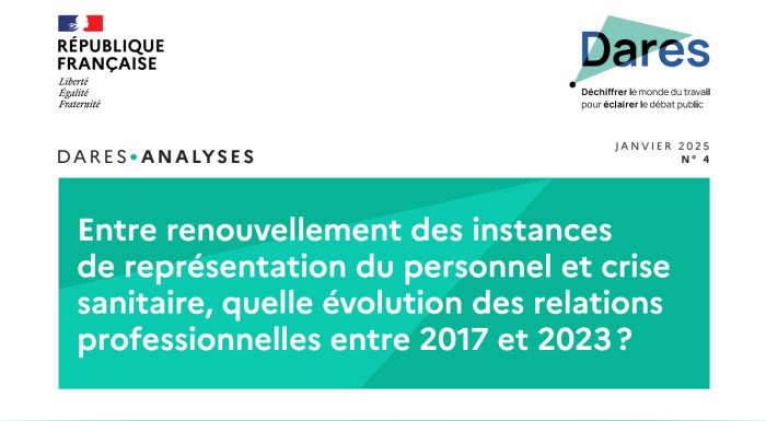 IRP : 61 % des établissements de plus de 10 salariés du secteur non agricole en sont dotés - © Dares