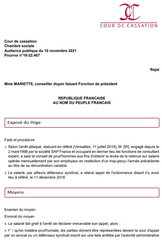Cass. soc., 10/11/2021, n° 19-22 407 - © D.R.