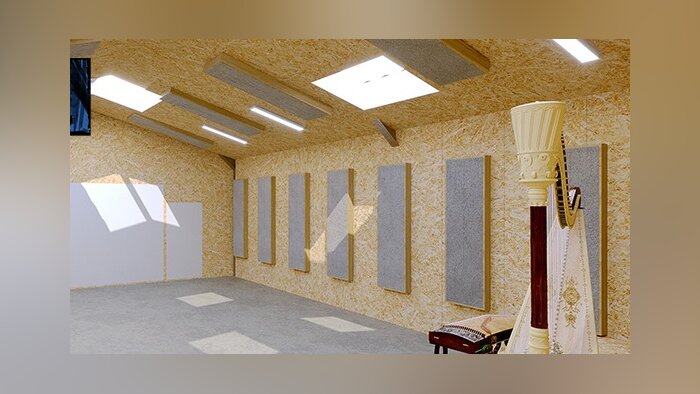 Une vue synthétique du studio d’enregistrement en cours de construction. - © D.R.