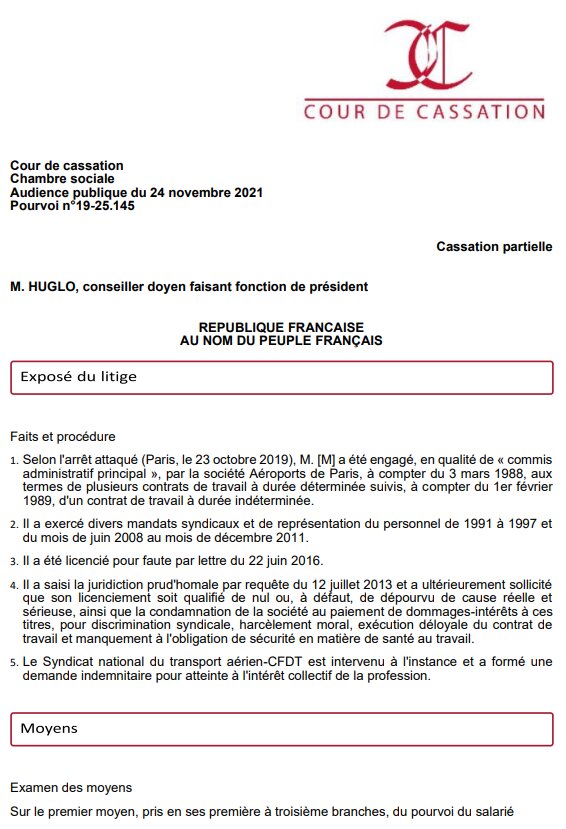 Cass. soc., 24/11/2021, n° 19-25 145 - © D.R.