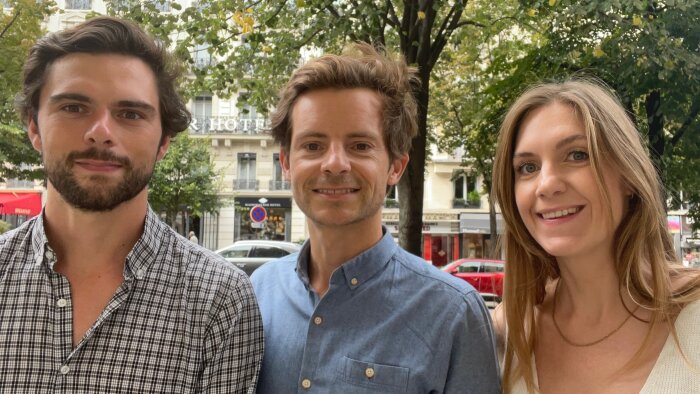 Benjamin Hubert, Charles Ruelle et Clara Tairraz, les cofondateurs de Sezame. - © D.R.