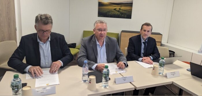 Philippe Heusèle, secrétaire général, Eric Thirouin, président, et Philippe Helleisen, directeur de - © D.R.