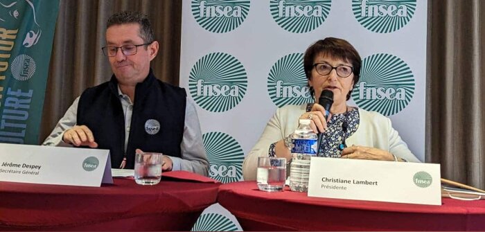 Jérôme Despey, secrétaire général, et Christiane Lambert, présidente de la FNSEA - © D.R.