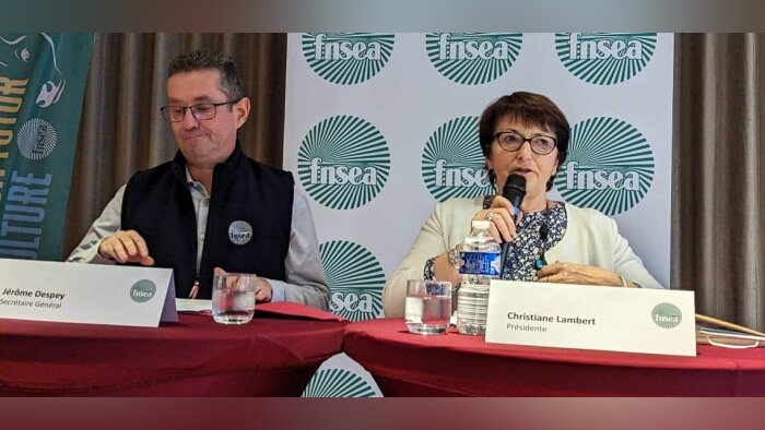 Jérôme Despey, secrétaire général, et Christiane Lambert, présidente de la FNSEA - © D.R.