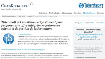 TalentSoft et CrossKnowledge vont proposer une offre intégrée