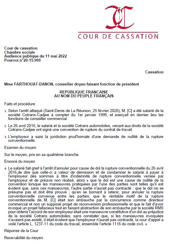Cass. soc., 11/05/2022, n° 20-15 909 - © D.R.