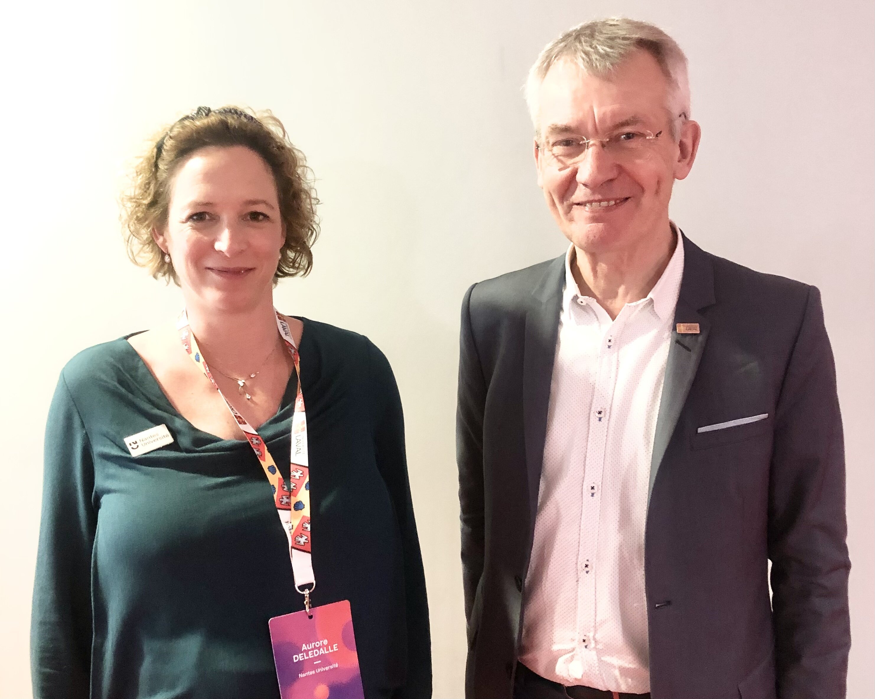 Aurore Deledalle et Didier Paquelin ont échangé autour de la chaire de leadership en enseignement de l’Université Laval, co-financée par Nantes Université. - © CM/M.Dessaux