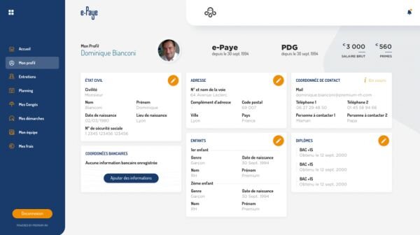 PREMIUM RH : capture fiche personnelle - © D.R.