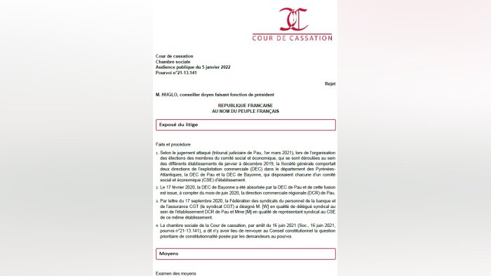 Cass. soc., 05/01/2022, n° 21-13 141 - © D.R.