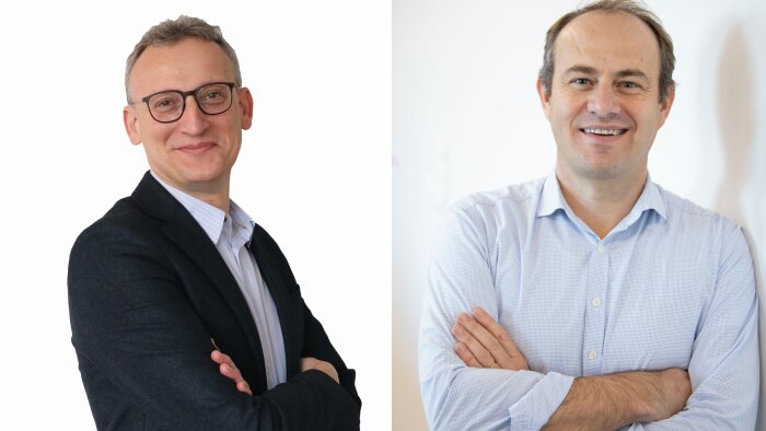 Phlippe Seguin, directeur d’Isagri, et Martin Ducroquet, co-fondateur de Sencrop. - © Isagri