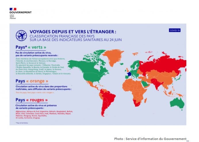 Covid-19 : Classification des pays au 24 juin 2021 sur la base des indicateurs sanitaires - © D.R.