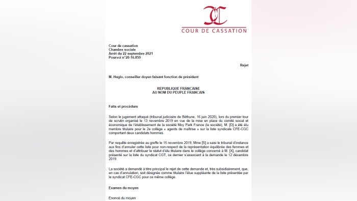 Cass. soc., 22/09/2021, n° 20-16 859 - © D.R.