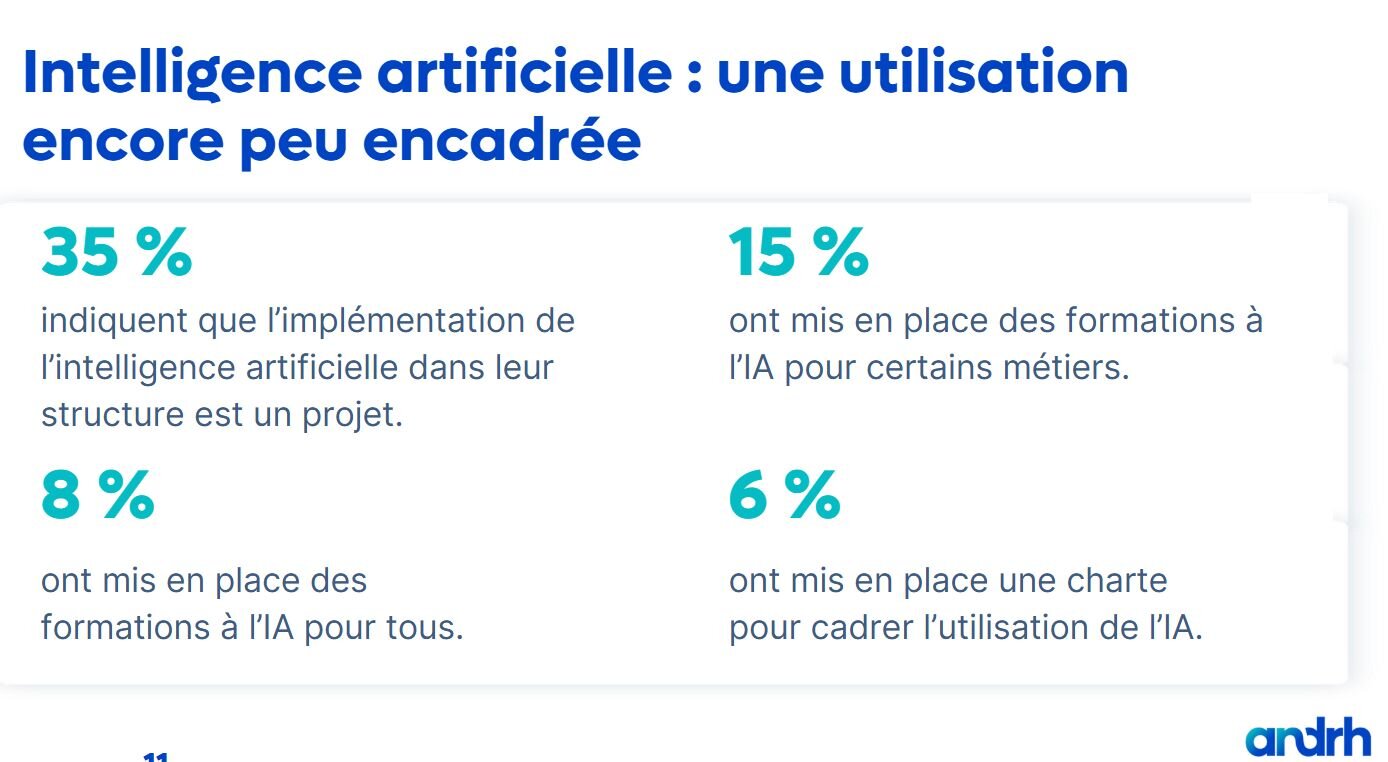 Extrait Baromètre ANDRH (octobre 2024) : IA : un usage encore peu encadré - © D.R.