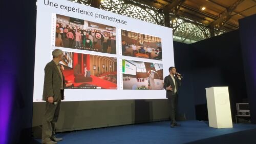 Salon Virtuality Paris 2022 : Adrien Keruzore, Digital Learning Manager, Sopra Steria Academy, présente le campus virtuel de l’ESN - © D.R.