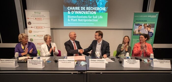 De gauche à droite : Marie Lummerzheim, directrice d’UniLaSalle Rouen, Aude Bernardon Mery, directri - © D.R.