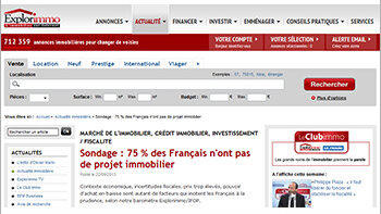 Baromètre Explorimmo/Ifop : 3 Français sur 4 n’ont pas de projet immobilier - © D.R.