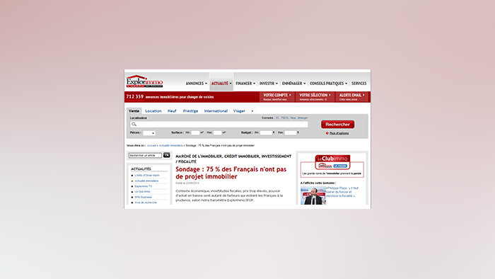 Baromètre Explorimmo/Ifop : 3 Français sur 4 n’ont pas de projet immobilier