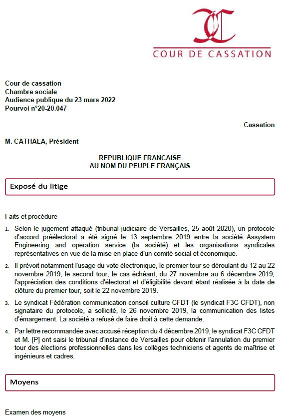 Cass. soc., 23/03/2022, n° 20-20 047 - © D.R.