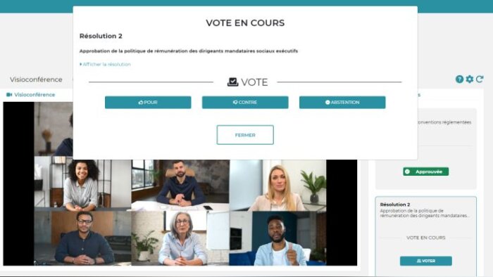 easyQuorum par Wolters Kluwer : copie d’écran de l’interface de vote lors des AG - © D.R.
