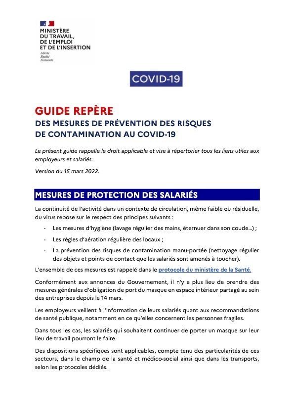 « Guide repère sur la prévention des risques de contamination au Covid hors épidémie » - © News Tank.
