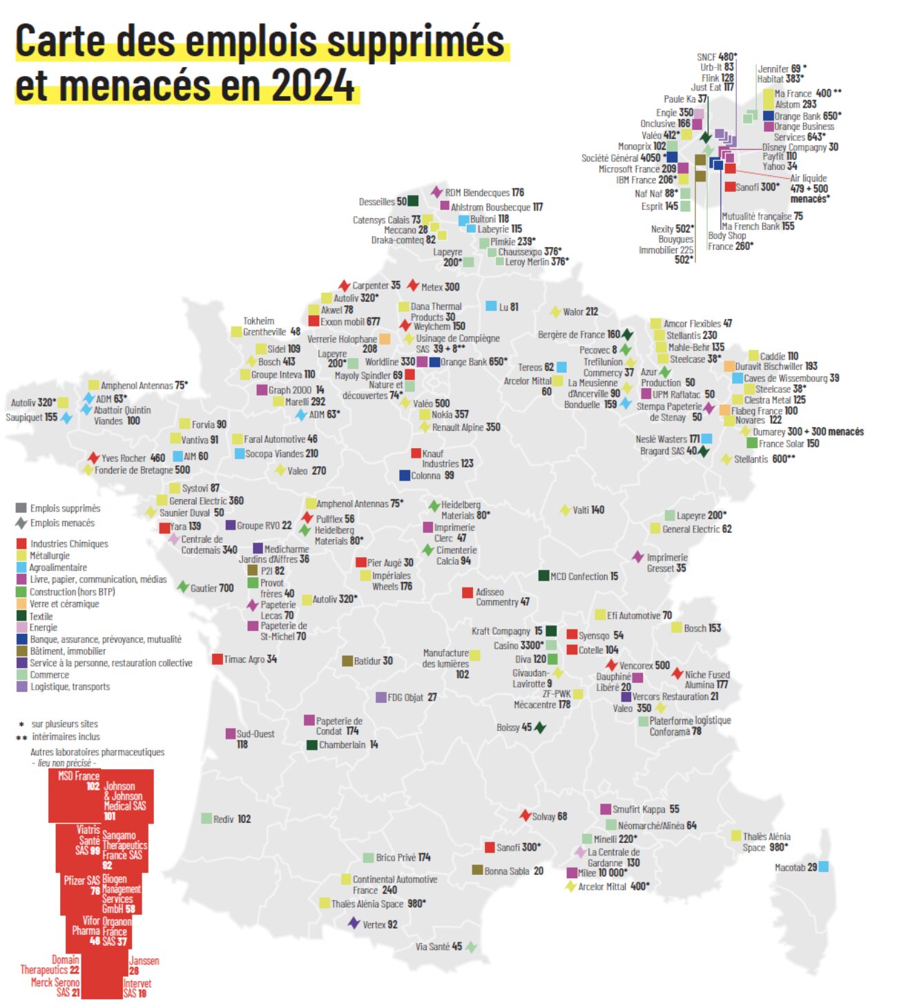 La liste noire des plans de licenciements depuis septembre 2023 (CGT) - © D.R.
