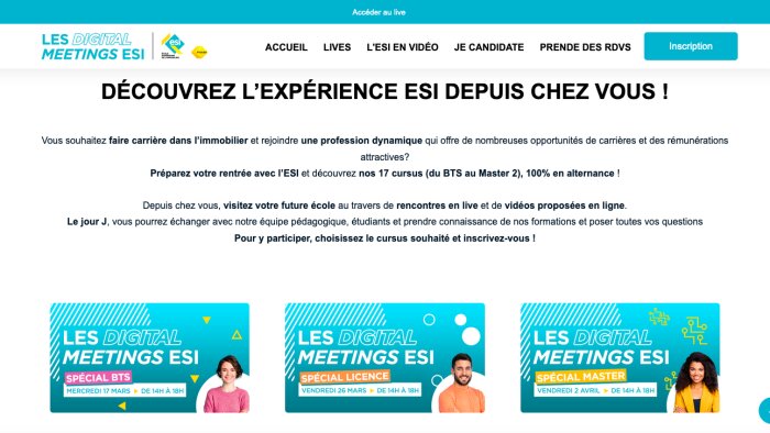 Home page des Digital Meeting de l’ESI - © D.R.