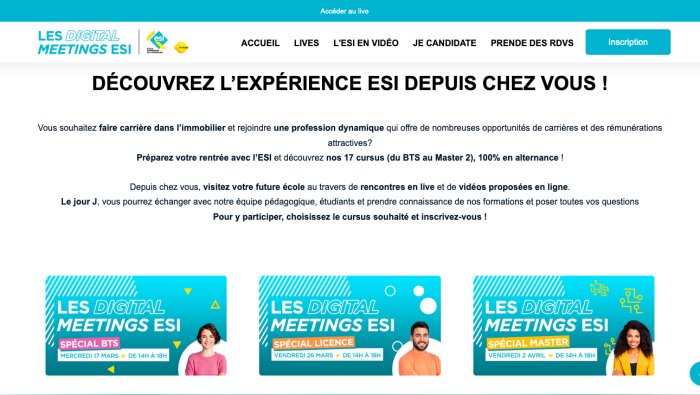 Home page des Digital Meeting de l’ESI - © D.R.