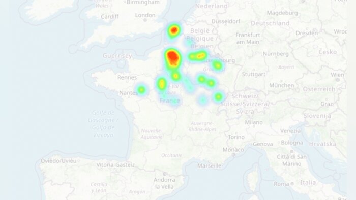 Carte des piégeages pucerons sur céréales relevés au champ le 11 octobre 2021. - © D.R.