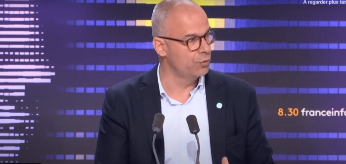 Arnaud Rousseau, le président de la FNSEA, le 14 avril 2023, chez France Info. - © D.R.