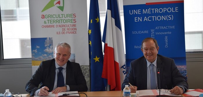 Christophe Hillairet, président de la chambre d’agriculture d’Ile de France et Patrick Ollier, prési - © D.R.