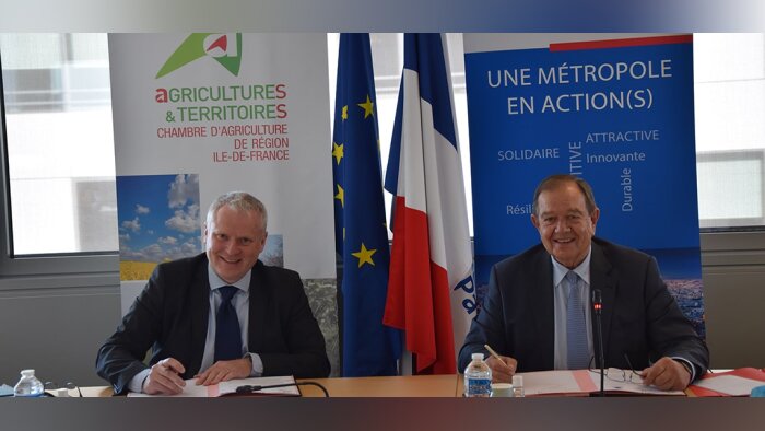 Christophe Hillairet, président de la chambre d’agriculture d’Ile de France et Patrick Ollier, prési - © D.R.