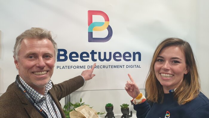 Philippe de Rosnay, cofondateur, et Justine Oxibar, responsable marketing de Beetween (HRTech 2024) - © D.R.