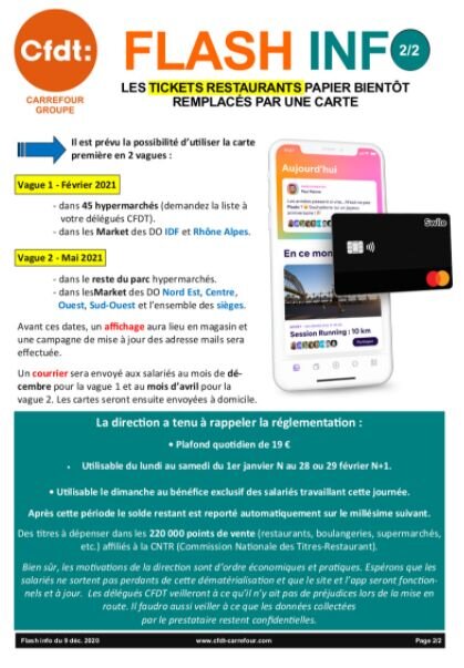 Introduction de la carte Swile chez Carrefour : volet 2 - © CFDT