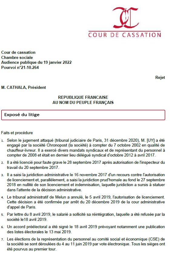 Cass. soc., 19/01/2022, n° 21-10 264 - © D.R.