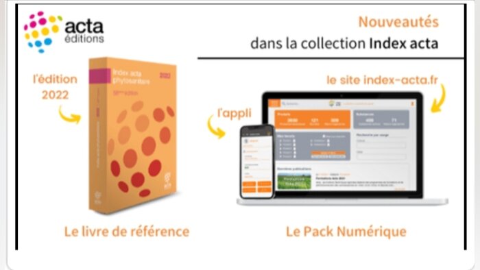 2 nouveautés dans la collection « Index acta » : l’édition 2022 de l’Index acta phytosanitaire & le nouveau site Index-acta.fr