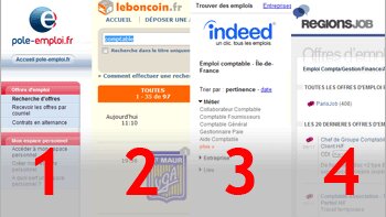 Le classement de sites emploi en France en août 2012 - © D.R.