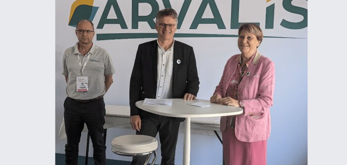 L’équipe d’Arvalis. De gauche à droite : François Laurent, directeur R&D, Philippe Heusèle, présiden - © D.R.