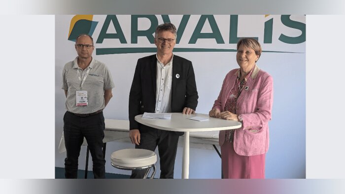 L’équipe d’Arvalis. De gauche à droite : François Laurent, directeur R&D, Philippe Heusèle, présiden - © D.R.