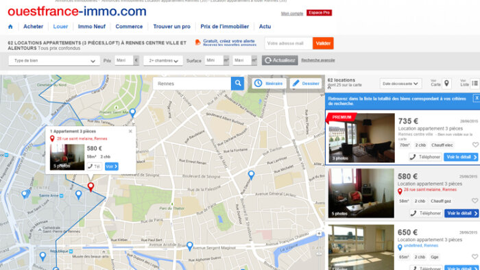 Ouestfrance-Immo géolocalise ses locations