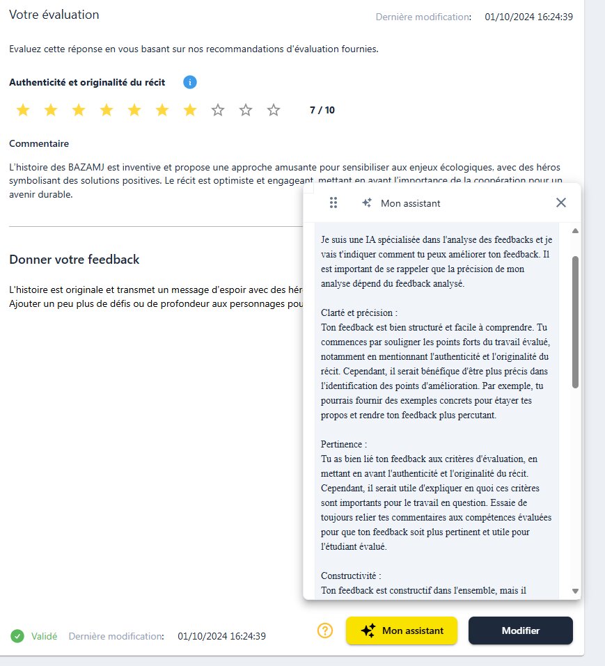 L’outil d’IA de ChallengeMe apporte une aide pour effectuer un feedback. - © ChallengeMe