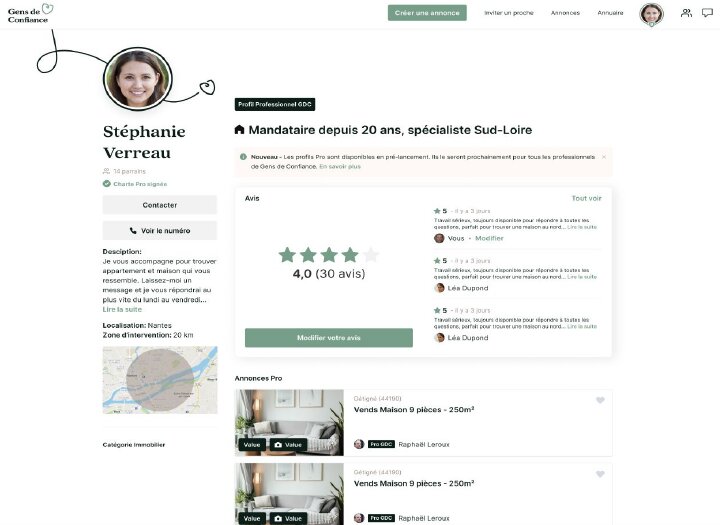 Exemple de page de professionnel de l’immobilier - © D.R.